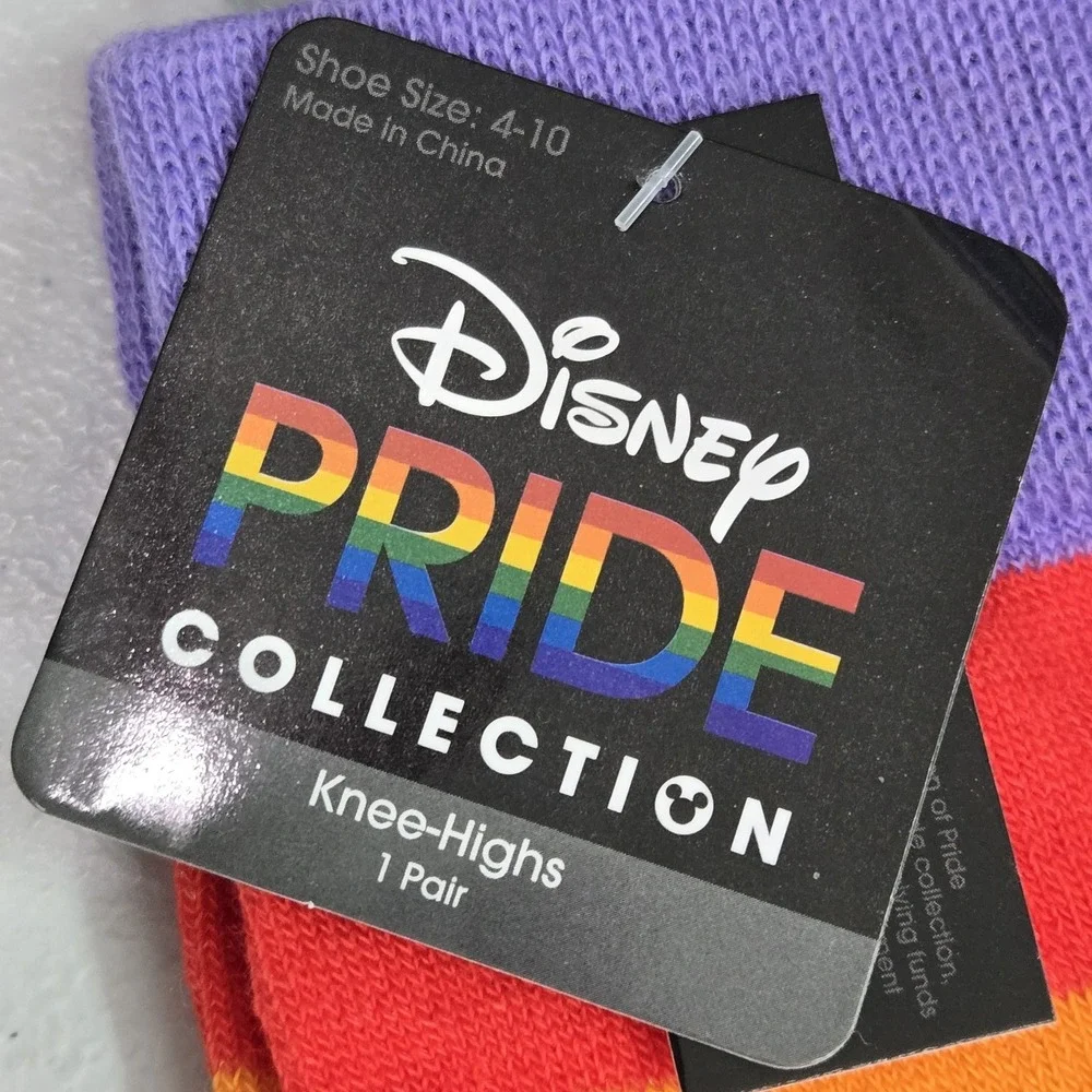 Disney Women Socks 4-10 Rainbow Red Orange Lilo Stitch Ohana‎ Family Striped NWT
